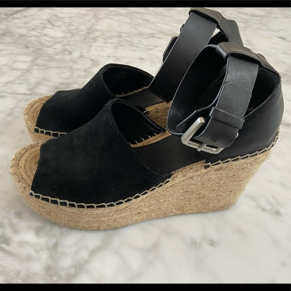 Marc Fisher Alida Suede Espadrille Heel Black 8.5 - Picture 4 of 6